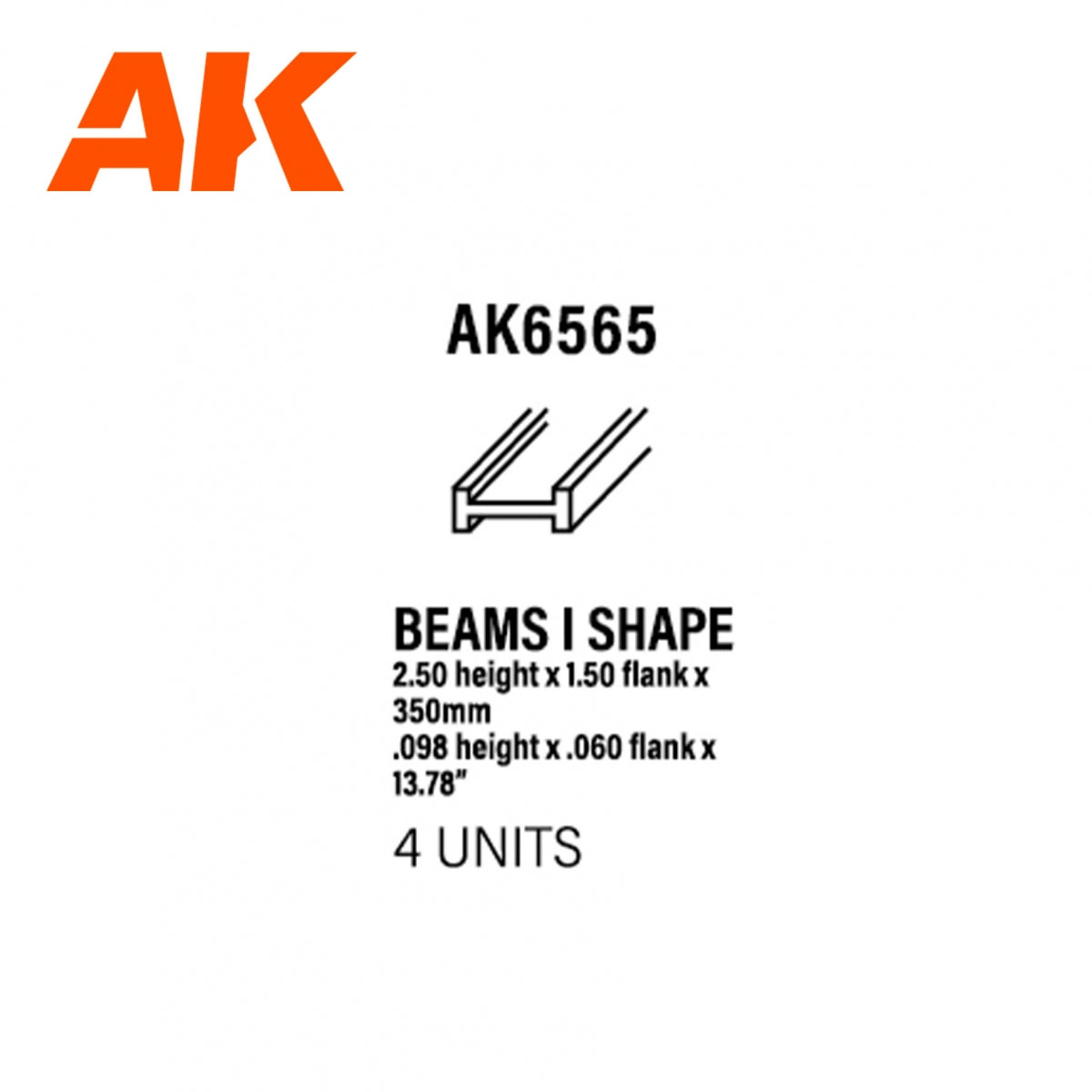 AK Interactive AK6565 POUTRES ET FORMES 2,50 x 1,50 x 350 mm – STYRÈNE – (4 unités)