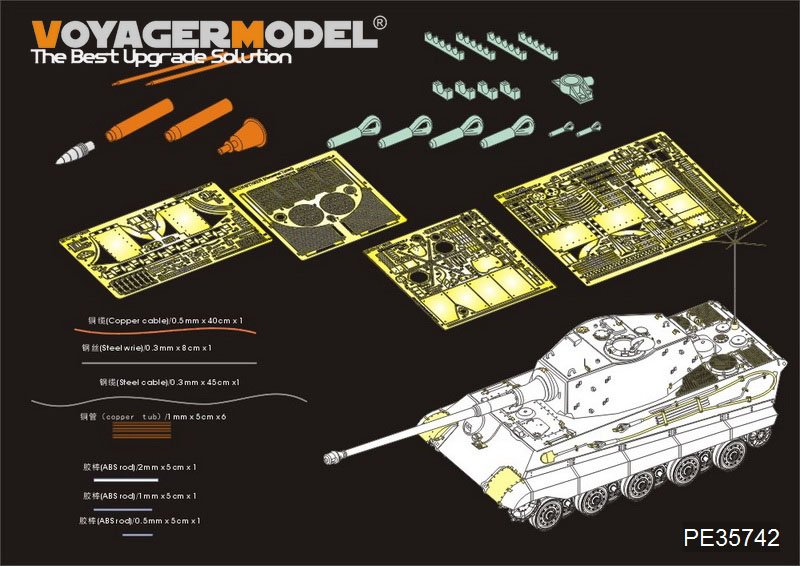 Maquette Voyager PE35742 King Tiger allemand de la Seconde Guerre mondiale (tourelle Hensehel) (pour TAMIYA) 1/35