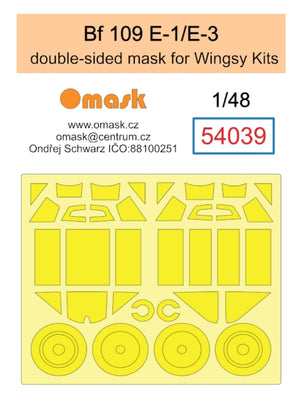 Masque double face Omask 54039 Bf 109 E-1 / E-3 (pour maquettes Wingsy) 1/48
