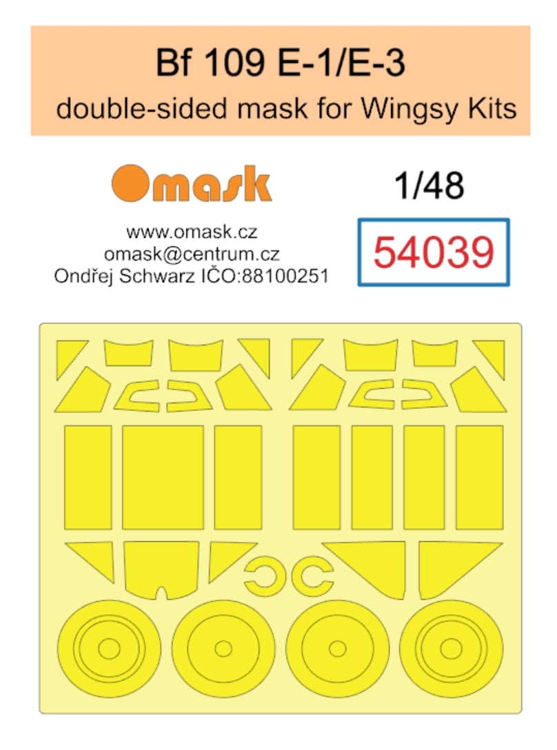 Masque double face Omask 54039 Bf 109 E-1 / E-3 (pour maquettes Wingsy) 1/48