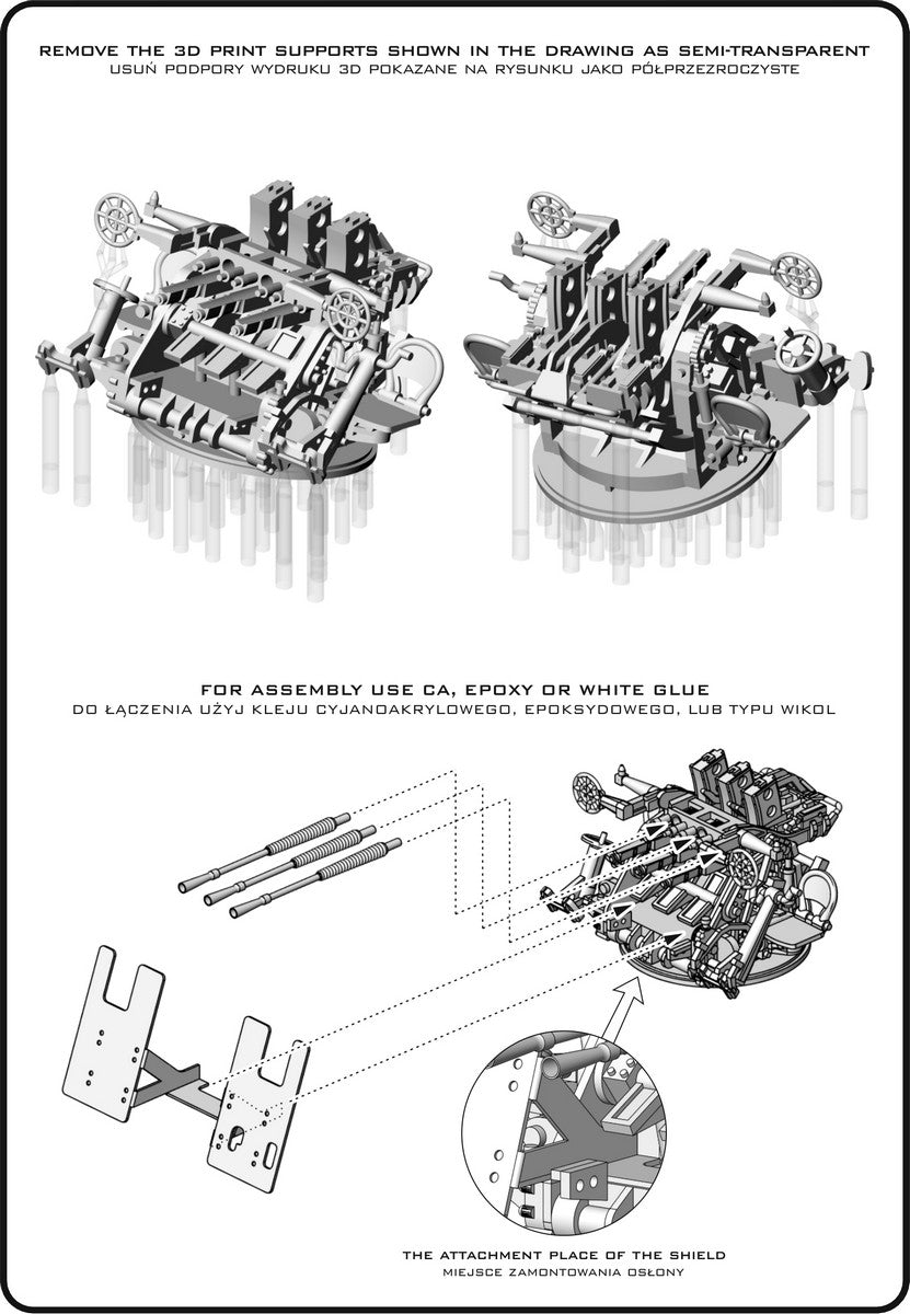 Master SM-200-013 IJN Type 96 25mm - POTRÓJNA podstawa - wczesna z celownikiem pierścieniowym (4 szt.) 1/200 – imagen 7