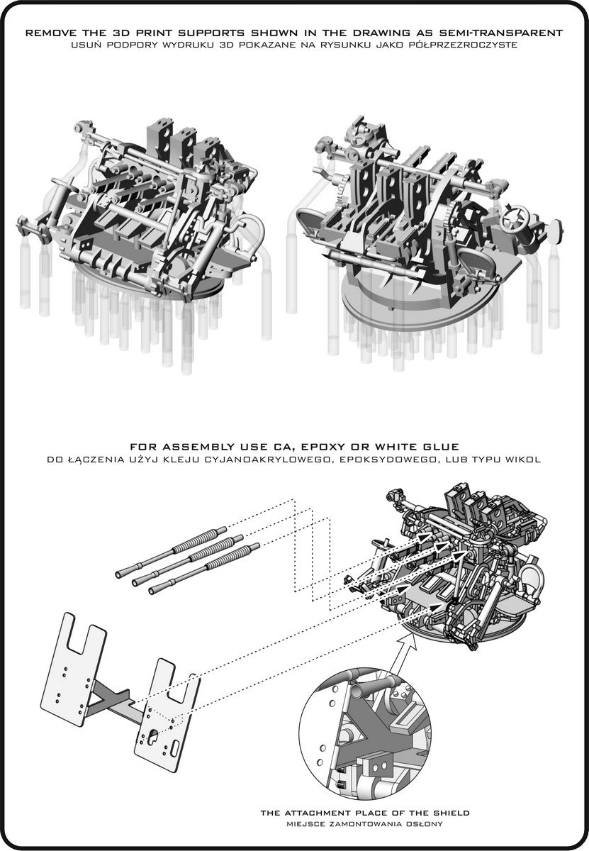 Master SM-200-014 IJN Type 96 25mm - POTRÓJNA podstawa - późna z celownikiem mechanicznym &amp;quot;Le Prieur&amp;quot; (4 szt.) 1/200 – image 8
