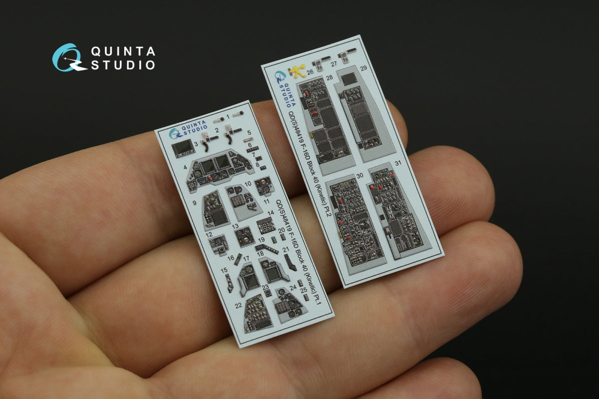 Intérieur imprimé en 3D et coloré pour le F-16D Block 40 de Quinta Studio (outil Kinetic 2022) (petite version) à l&amp;#39;échelle 1/48 – immagine 3