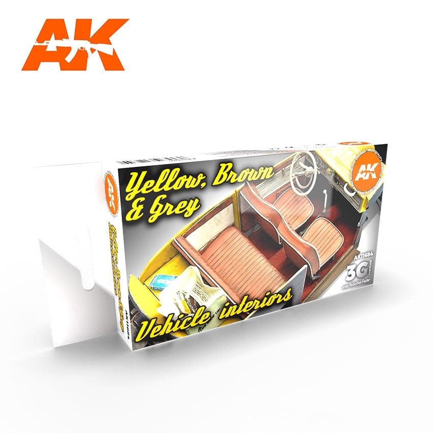 AK Interactive AK11684 3G JAUNE, MARRON ET GRIS INTÉRIEURS DE VÉHICULES 6 x 17 ml