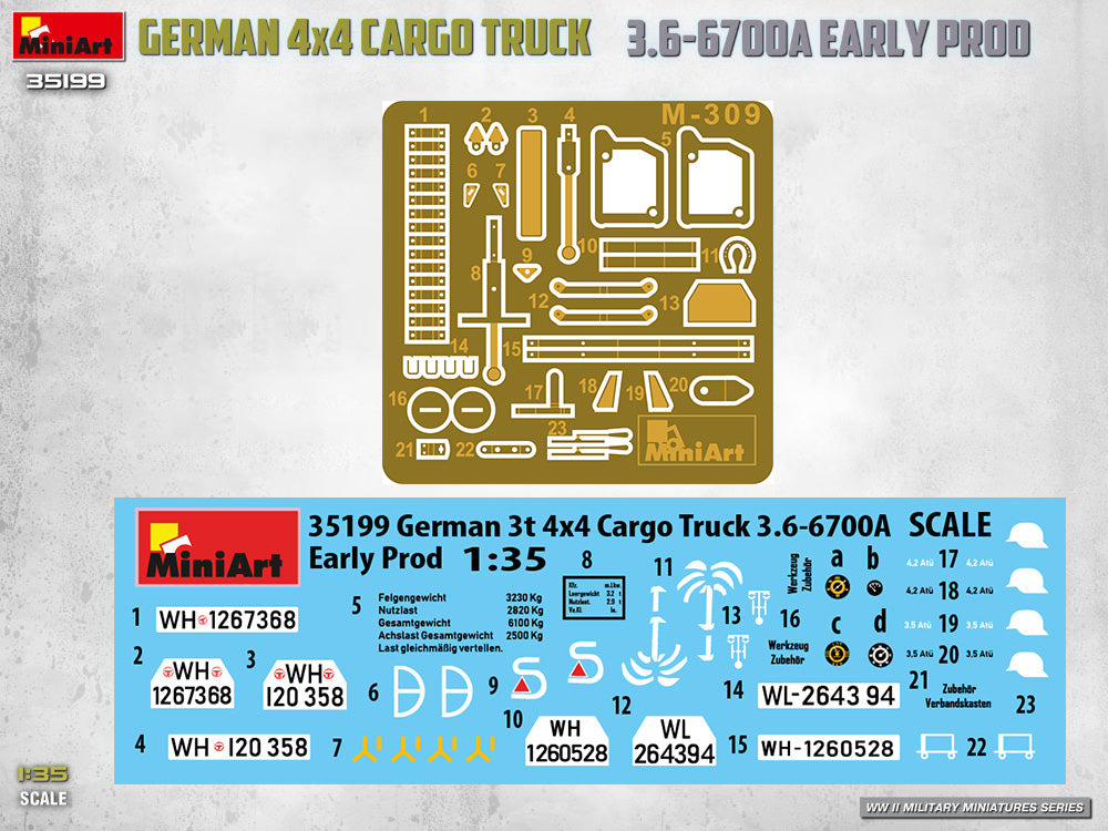 MiniArt 35199 German 3t 4x4 Cargo Truck 3.6-6700A 1/35 – immagine 5