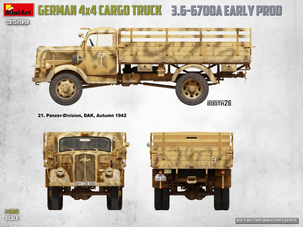 MiniArt 35199 German 3t 4x4 Cargo Truck 3.6-6700A 1/35 – immagine 7
