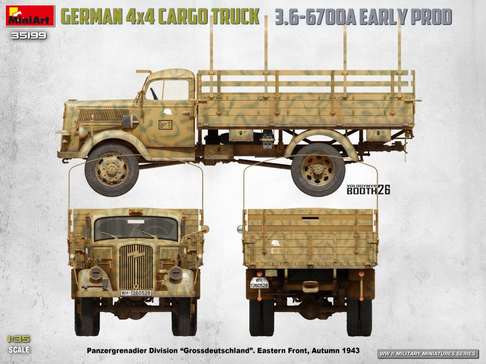 MiniArt 35199 German 3t 4x4 Cargo Truck 3.6-6700A 1/35 – immagine 9