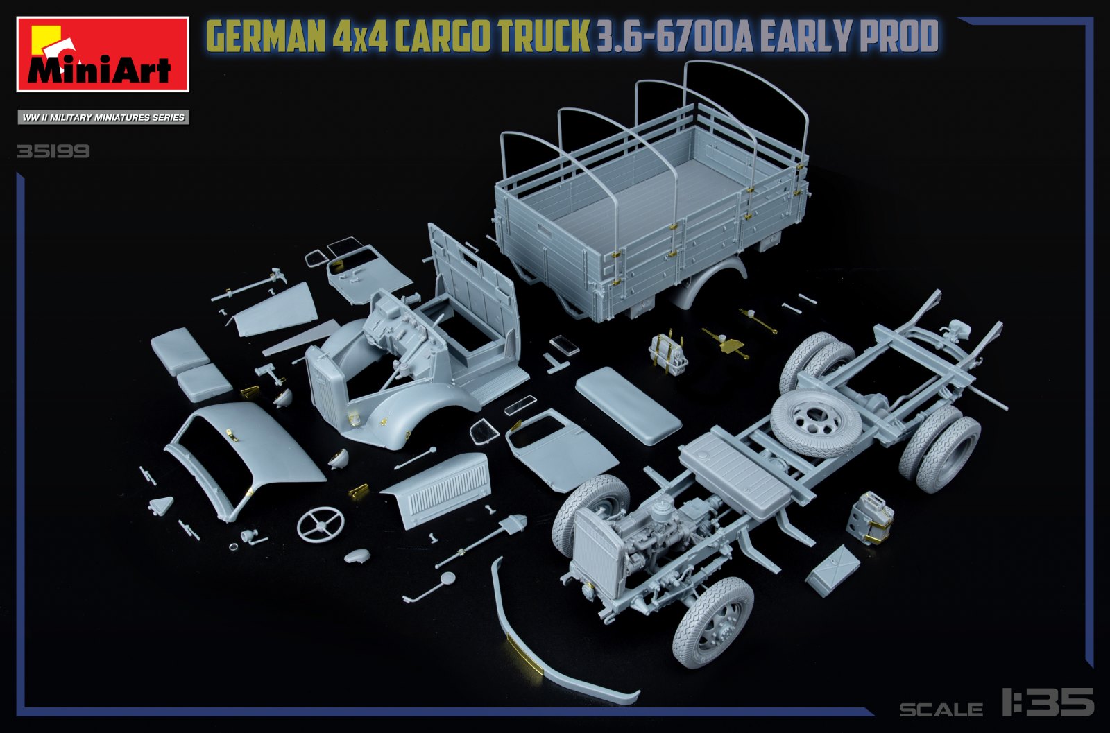 MiniArt 35199 German 3t 4x4 Cargo Truck 3.6-6700A 1/35 – immagine 30