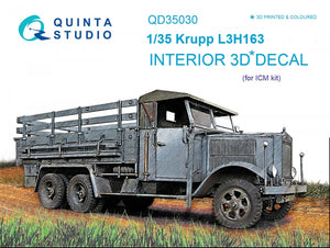 Intérieur imprimé en 3D et coloré sur papier décalcomanie Quinta Studio QD35030 Krupp L3H163 (pour kit ICM) 1/35