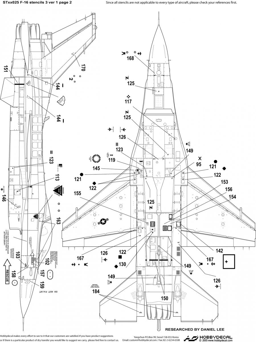 HobbyDecal ST32025V1 F-16 Stencils 3 ver 1 1/32 for Academy kit – zdjęcie 4