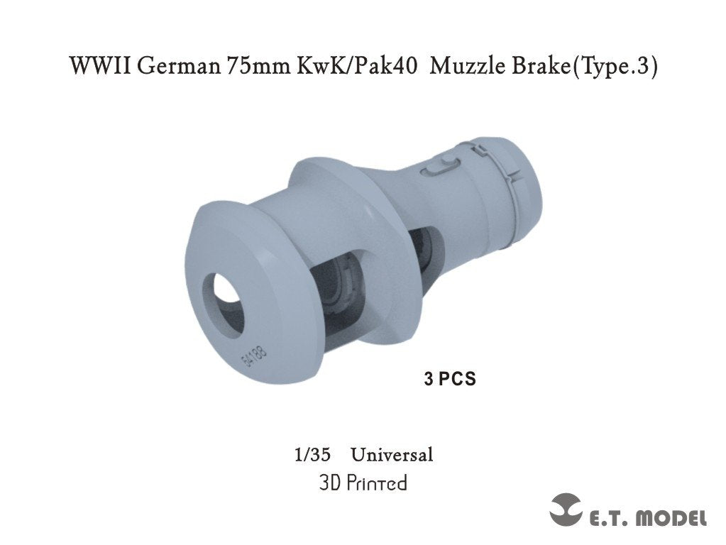 ET Model P35-303 WWII Allemand 75mm KwK/Pak40 Frein de bouche Type 3 (Impression 3D) 1/35