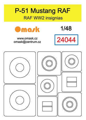 Omask 24044 Insignes P-51 Mustang RAF 1/48