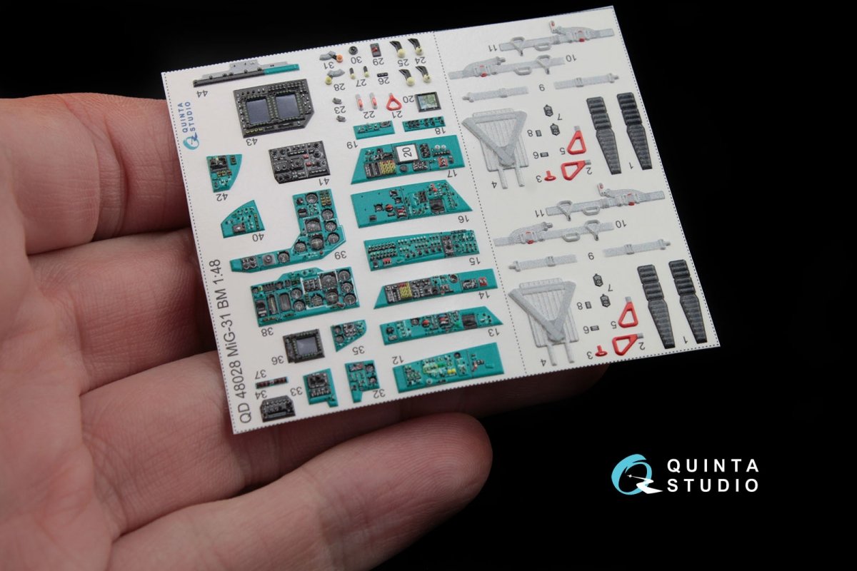 Intérieur imprimé en 3D et coloré sur papier décalcomanie Quinta Studio QD48028 MiG-31BM (pour kit AMK) 1/48 – Bild 4