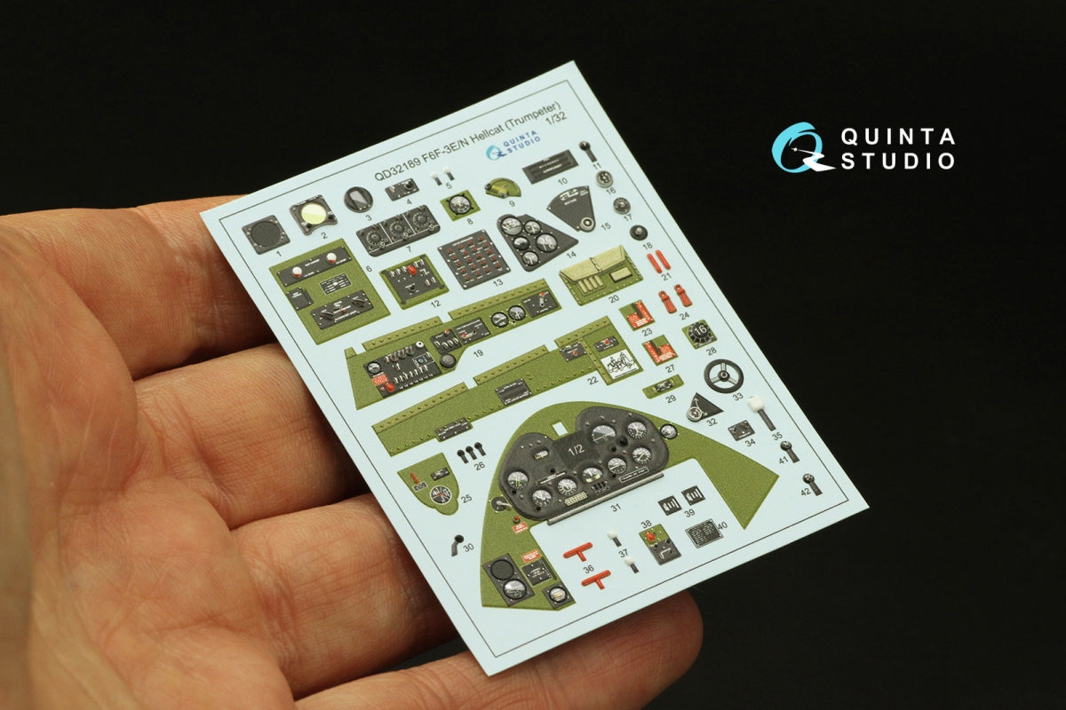 Intérieur coloré imprimé en 3D sur papier décalcomanie Quinta Studio QD32189 F6F-3E/N Hellcat (Trumpeter) 1/32 – immagine 4