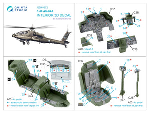 Intérieur imprimé en 3D et coloré sur papier décalcomanie Quinta Studio QD48572 AH-64A (Academy/Modelist) 1/48  – imagen 12