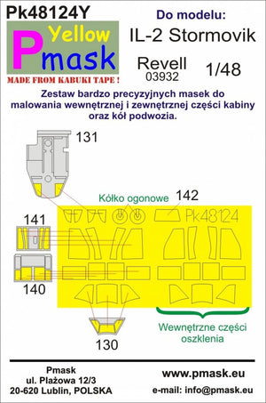 Masque en tissu Kabuki jaune P-Mask PK48124Y IL-2 Stormovik (Revell 03932) 1/48