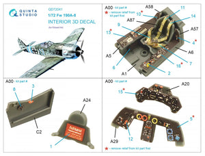 Intérieur imprimé en 3D et coloré sur papier décalcomanie (Eduard) pour Fw 190A-8 (Quinta Studio QD72041), échelle 1/72 – image 2