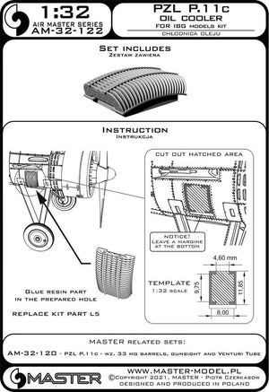 Master AM-32-122 PZL P.11c - refroidisseur d&amp;#39;huile (kit Arma Hobby) 1/32 – imagen 11