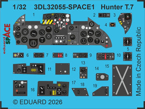 Eduard 3DL32055 Hawker Hunter T.7 - Space Set for Revell Kits 1/32