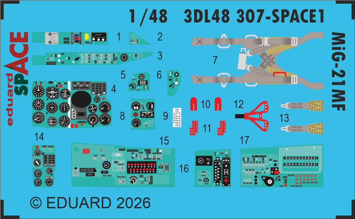 Eduard 3DL48307 MiG-21 MF - Space Set for Rye Field Model Kits 1/48