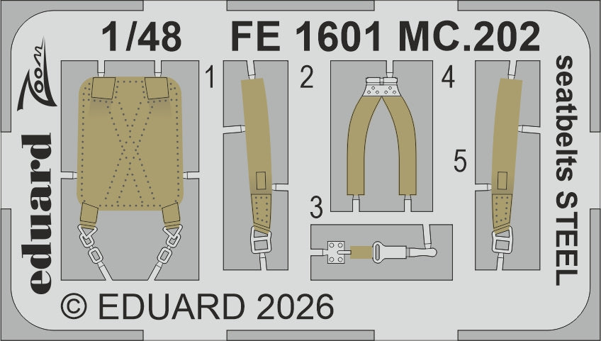 Eduard FE1601 Macchi MC.202 - Steel Seatbelts for Italeri Kits 1/48