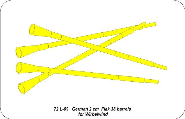 Aber 72L-09 Canon Flak 38 x 4 pour Wirbelwind / Canons allemands 2cm Flak 38 pour Wirbelwind 1/72 – immagine 3