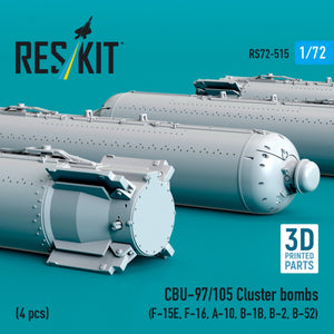 RESKIT RS72-0515 Bombes à fragmentation CBU-89A GATOR (4 pièces) (Impression 3D) 1/72 – imagen 3