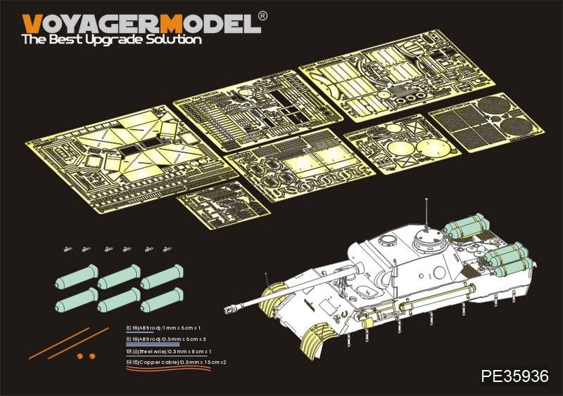 Maquette Voyager PE35936 Panther D allemand de la Seconde Guerre mondiale avec réservoirs de carburant « Stadtgas » (de base pour MENG TS-038 au 1/35)