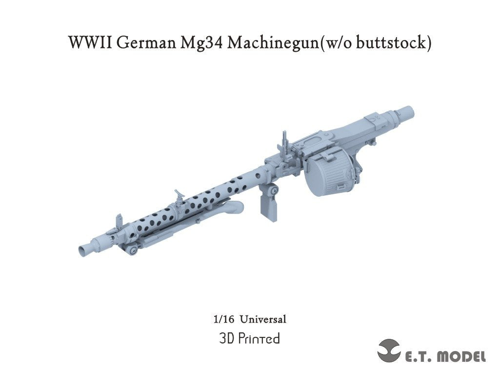 Maquette ET Model P16-004 Mitrailleuse allemande MG34 de la Seconde Guerre mondiale (sans crosse) (Impression 3D) 1/16