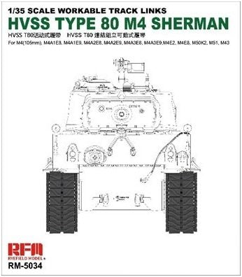 Chenilles Rye Field Model 5034 HVSS T80 pour M4 Sherman 1/35