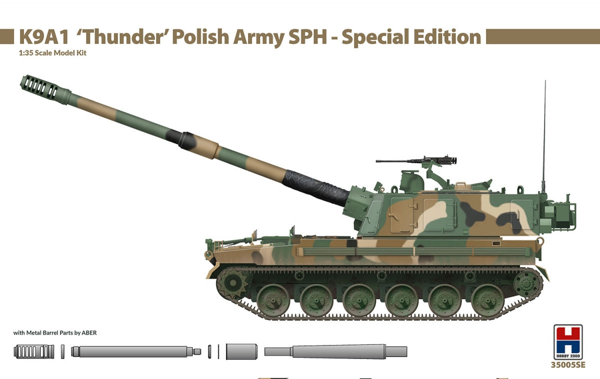 Hobby 2000 35005SE K9A1 Thunder Canon automoteur de l'armée polonaise - Édition spéciale (ACADEMY + CARTOGRAF + Canon Aber) 1/35