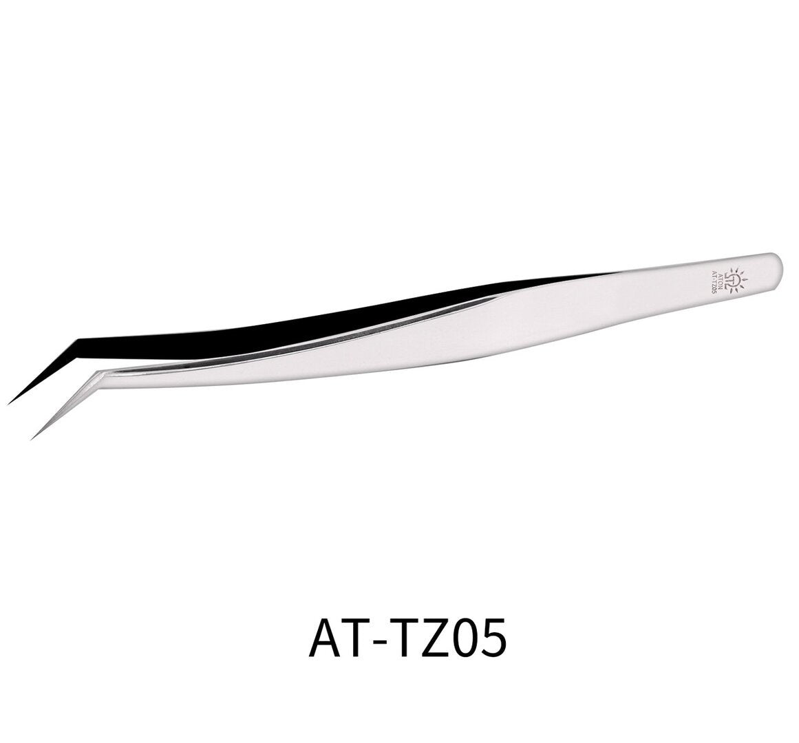 Pince à épiler DSPIAE AT-TZ05 en acier inoxydable avec pointe angulaire