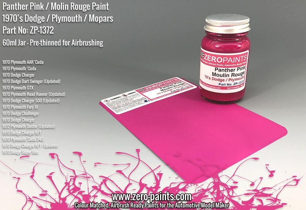 Peinture Zero Paints ZP-1372 Rose Panthère / Rouge Moulin - Dodge, Plymouth, Mopar des années 70, 60 ml – image 2