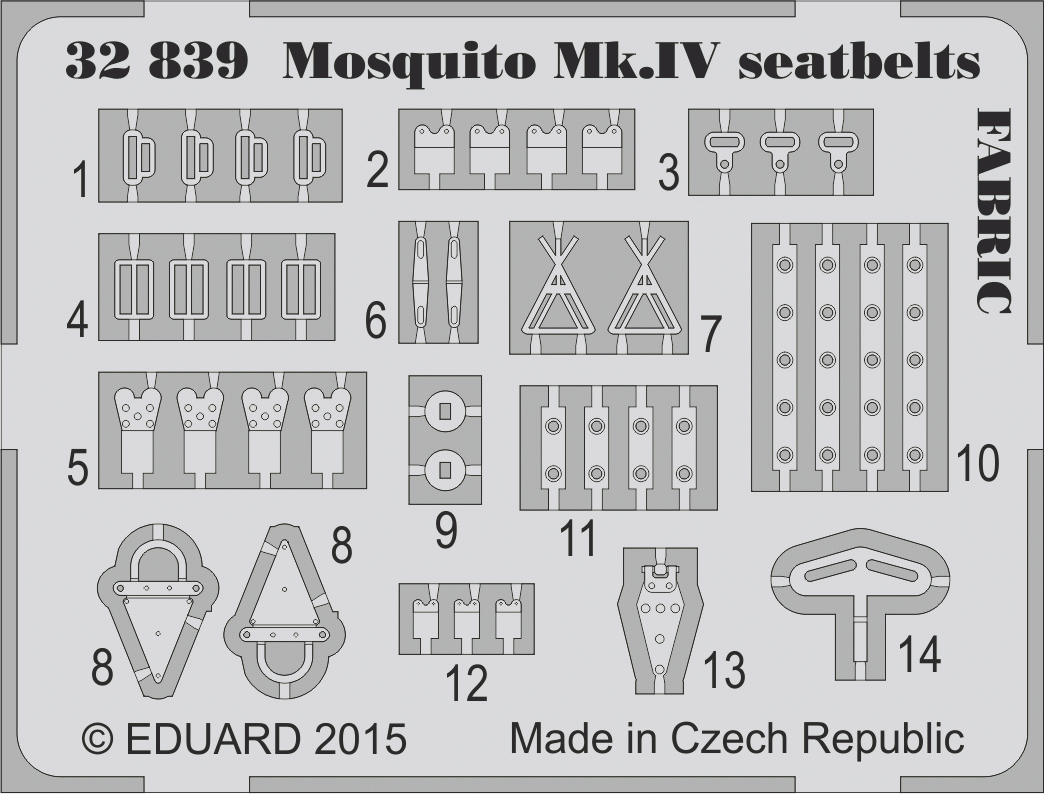 Ceintures de sécurité Eduard 32839 Mosquito Mk. IV en tissu, échelle 1/32, HK Models – image 2