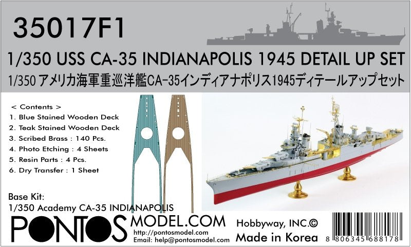Pontos 35017F1 USS CA-35 Indianapolis 1945 Ensemble détaillé (1/350)