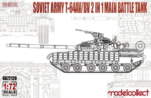 Modelcollect UA72128 Char de combat principal T-64AV/BV 2 en 1 de l&amp;#39;armée soviétique (1/72)