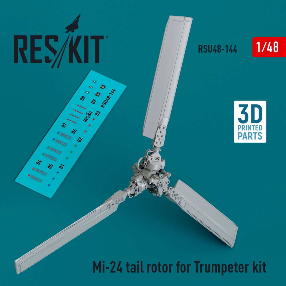 RESKIT RSU48-0144 Rotor de queue Mi-24 pour maquette Trumpeter (Impression 3D) 1/48 – image 2