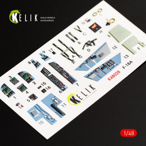 KELIK K48028 F/A-18A « HORNET » DÉCALCOMANIES 3D INTÉRIEURES POUR MAQUETTE KINETIC 1/48
