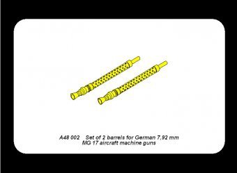 Aber A48 002 Jeu de 2 canons pour mitrailleuses d&amp;#39;avion allemandes MG 17 de 7,92 mm (1/48) – Bild 3