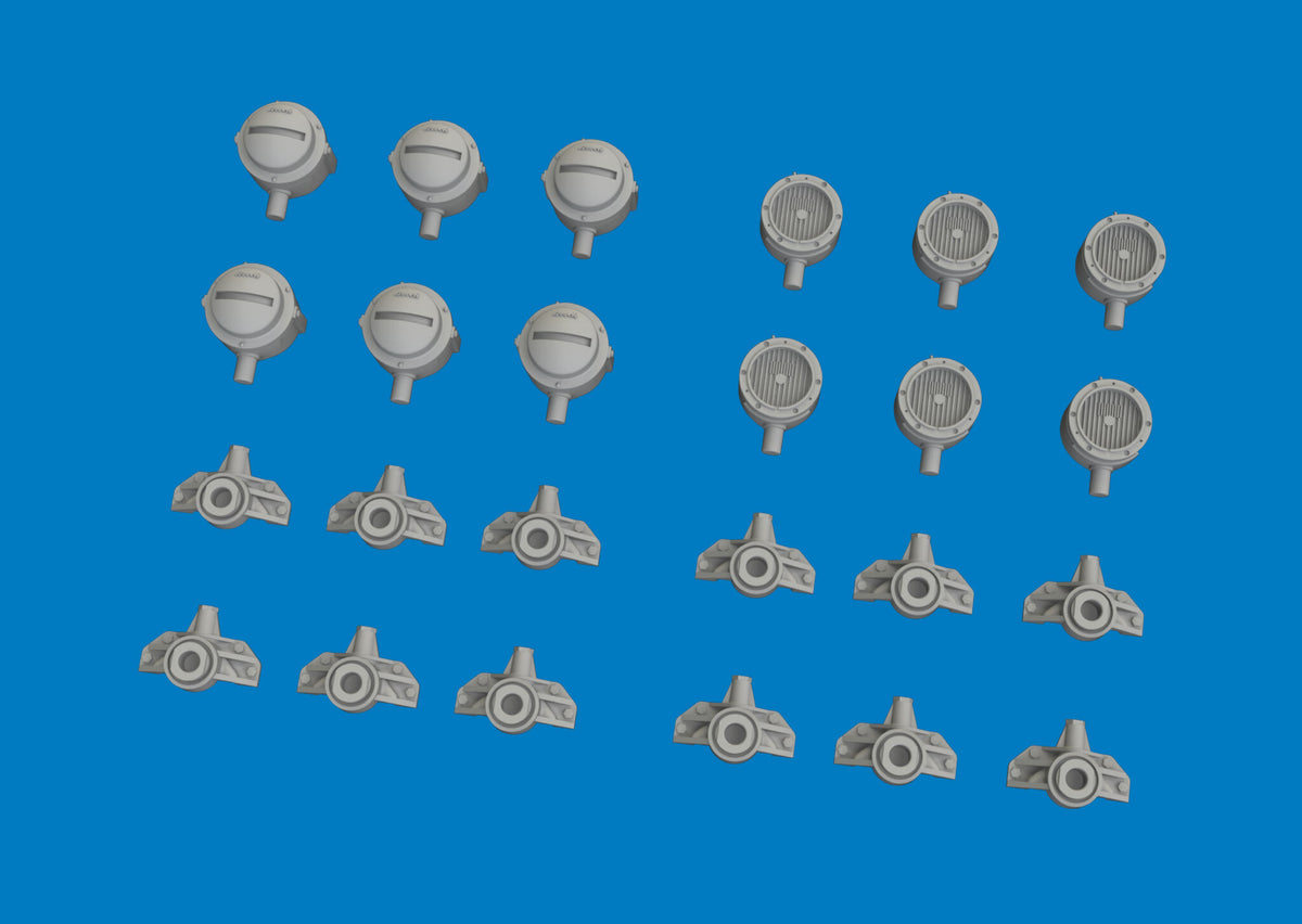 Eduard 635054 German WWII Lamp Headlights 24 pcs / 3D-Printed 1/48 – zdjęcie 2