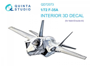 Intérieur imprimé en 3D et coloré sur papier décalcomanie Quinta Studio QD72073 F-35A (Italeri/Zvezda) 1/72