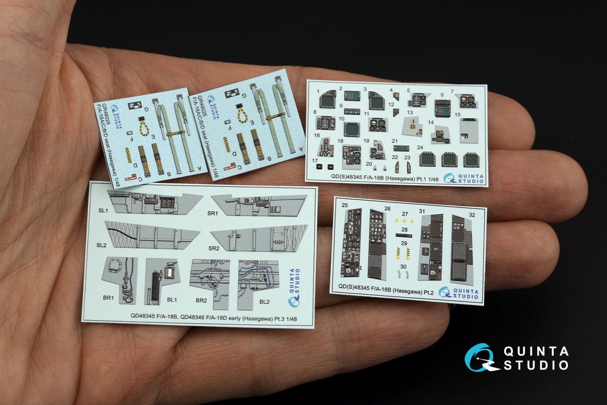 Intérieur imprimé en 3D et coloré sur papier décalcomanie Quinta Studio QD48345 F/A-18B (Hasegawa) 1/48 – image 2