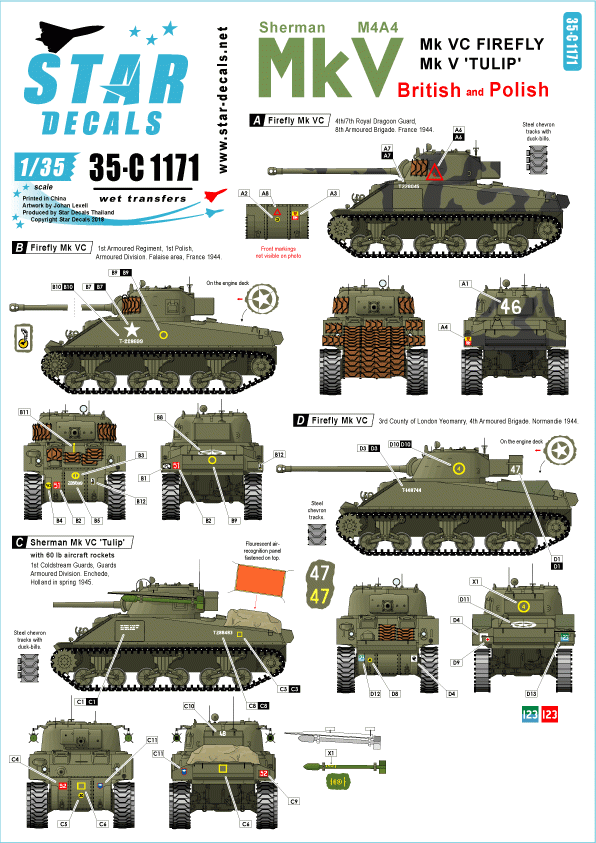 Star Decals 35-C1171 Sherman Mk V 1/35 
