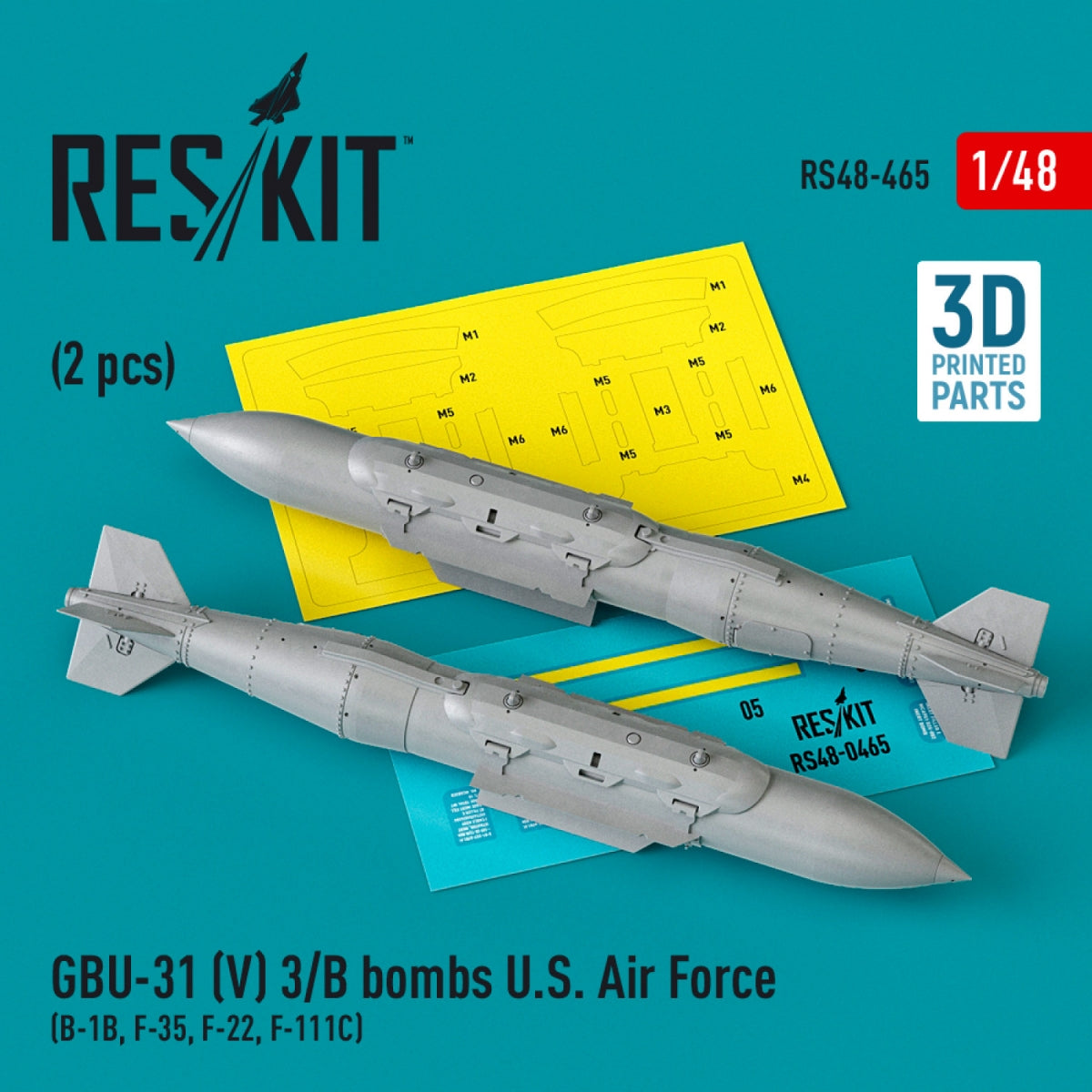 RESKIT RS48-0465 GBU-31 (V) 3/B bombes US Air Force (2 pièces) (Impression 3D) 1/48 