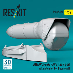 RESKIT RSU32-0177 AN/AVQ-26A PAVE Tack pod with pilon for F-4 Phantom II (3D Printed) 1/32
