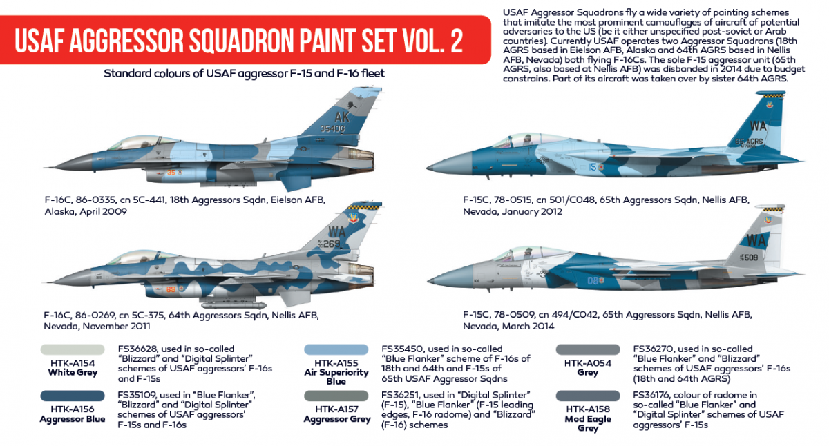 Coffret de peinture Hataka HTK-AS30 USAF Aggressor Squadron vol. 2 (6x17ml) – Bild 2