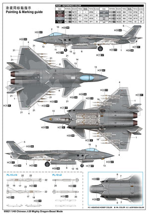 Trumpeter 05821 J-20 chinois Mighty Dragon-Beast Mode 1/48 – immagine 4