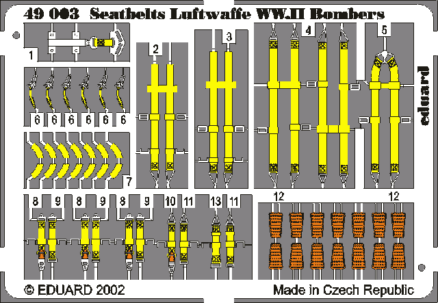 Eduard 49003 Ceintures de sécurité pour bombardiers de la Luftwaffe (Seconde Guerre mondiale) au 1/48
