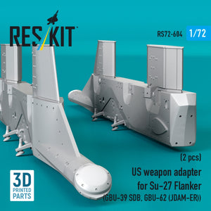 RESKIT RS72-0604 US weapon adapter for Su-27 Flanker (2 pcs) (GBU-39 SDB, GBU-62 (JDAM-ER)) (3D Printed) 1/72