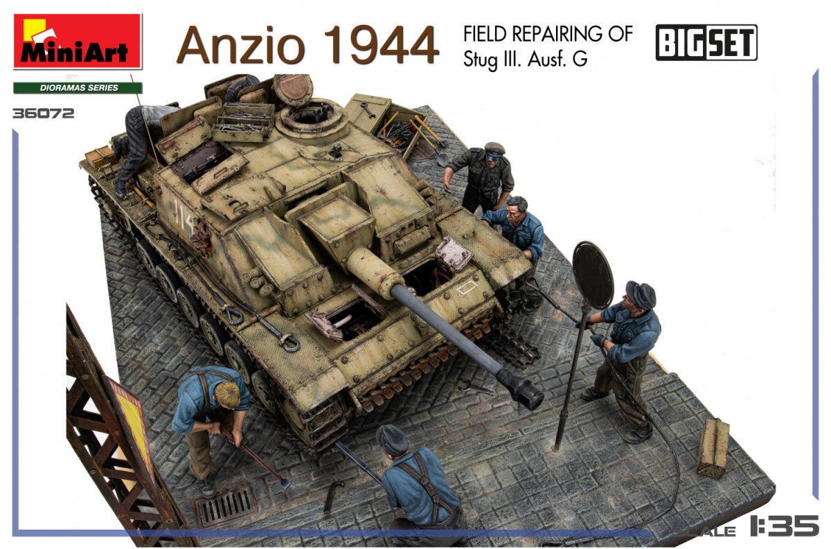 MiniArt 36072 Anzio 1944. Réparation sur le terrain d&amp;#39;un Stug III. Ausf. G. Grand coffret 1/35 – Bild 6